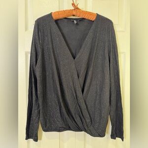 Vero Moda Black Glitter Cross Front Top Co-Ord Long Sleeve Size S